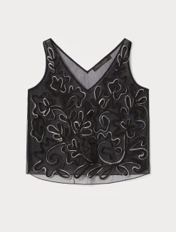 Best Marina Rinaldi Embroidered tulle top BLACK
