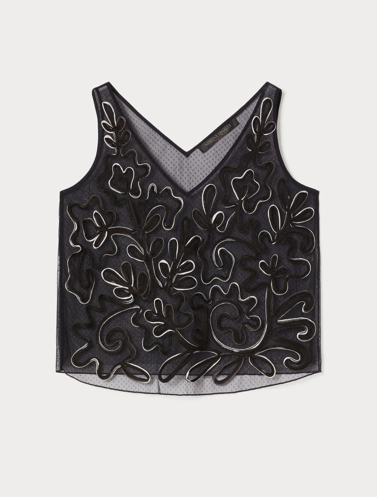 Best Marina Rinaldi Embroidered tulle top BLACK