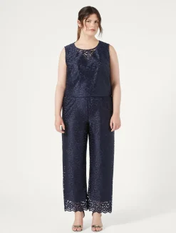 Fashion Marina Rinaldi Embroidered tulle trousers ULTRAMARINE