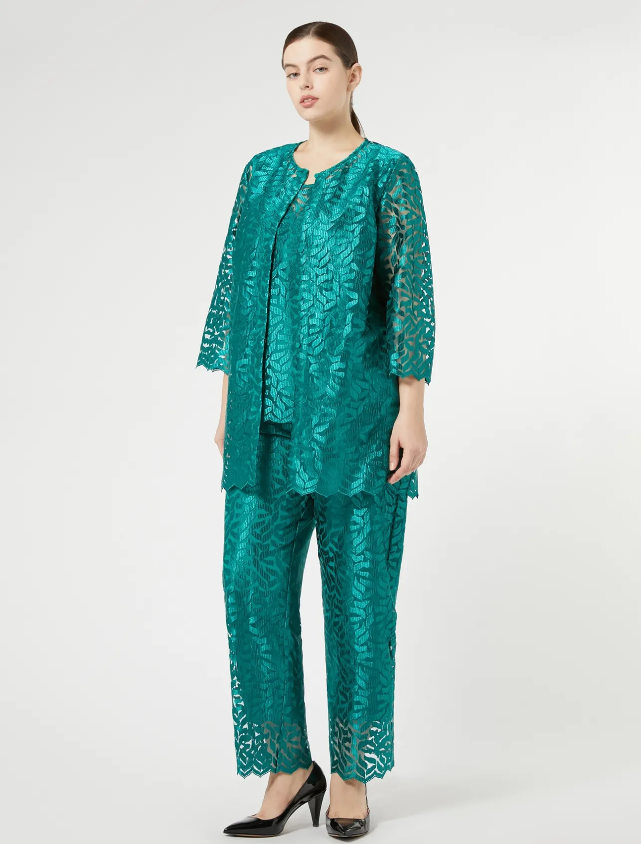 Outlet Marina Rinaldi Embroidered tulle trousers JADE