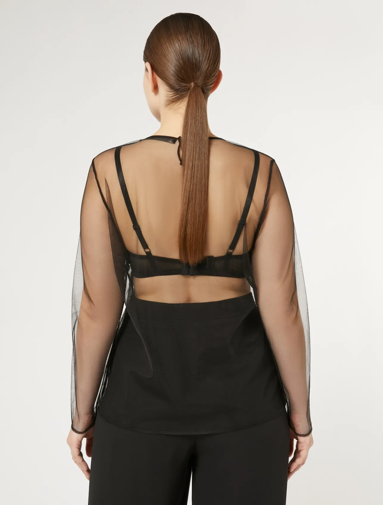 Best Marina Rinaldi Embroidered tulle T-shirt BLACK
