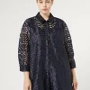 Online Marina Rinaldi Embroidered tulle tunic ULTRAMARINE