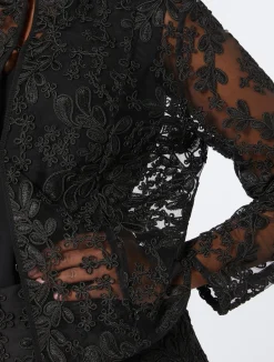 Outlet Marina Rinaldi Embroidered tulle tunic BLACK