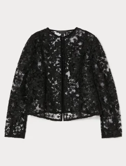 Outlet Marina Rinaldi Embroidered tulle tunic BLACK