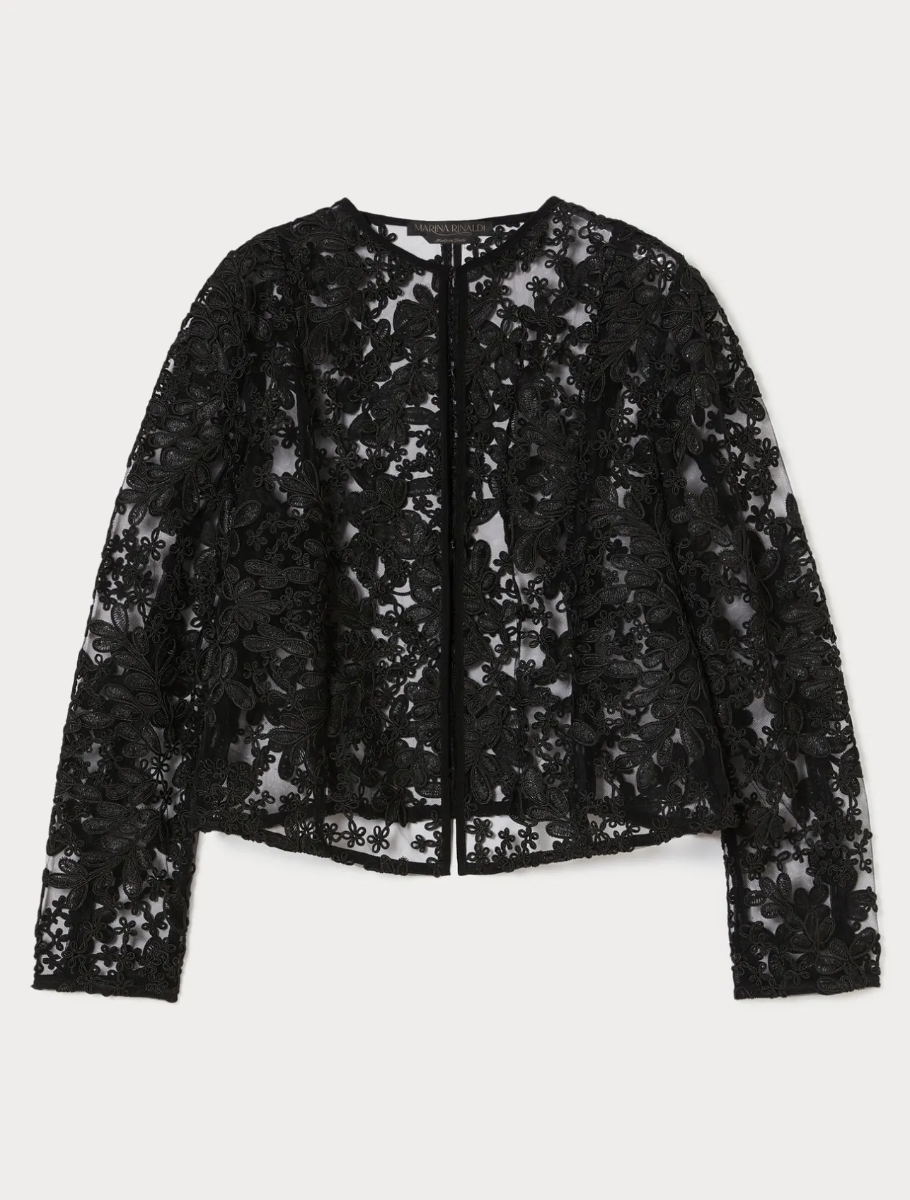 Outlet Marina Rinaldi Embroidered tulle tunic BLACK