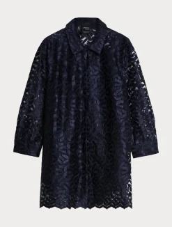 Online Marina Rinaldi Embroidered tulle tunic ULTRAMARINE