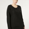 Discount Marina Rinaldi Embroidered viscose sweater BLACK
