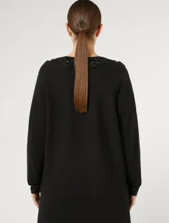 Discount Marina Rinaldi Embroidered viscose sweater BLACK