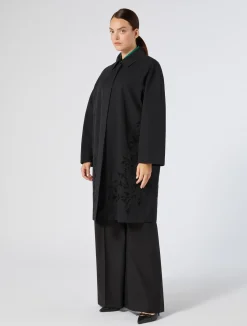 Online Marina Rinaldi Embroidered water-repellent twill raincoat BLACK