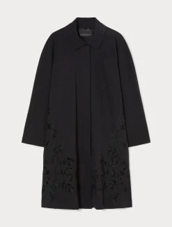 Online Marina Rinaldi Embroidered water-repellent twill raincoat BLACK