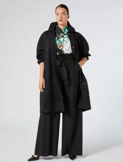 Online Marina Rinaldi Embroidered water-repellent twill raincoat BLACK