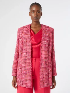 Fashion Marina Rinaldi Embroidered yarn-dyed jacket FUCHSIA