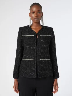 Best Marina Rinaldi Embroidered yarn-dyed jacket BLACK