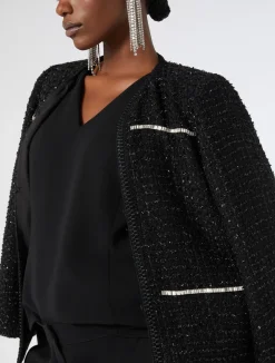 Best Marina Rinaldi Embroidered yarn-dyed jacket BLACK
