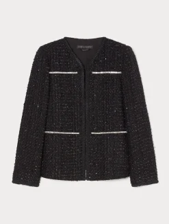 Best Marina Rinaldi Embroidered yarn-dyed jacket BLACK