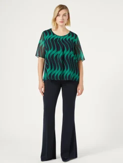 Outlet Marina Rinaldi Flared cady trousers ULTRAMARINE