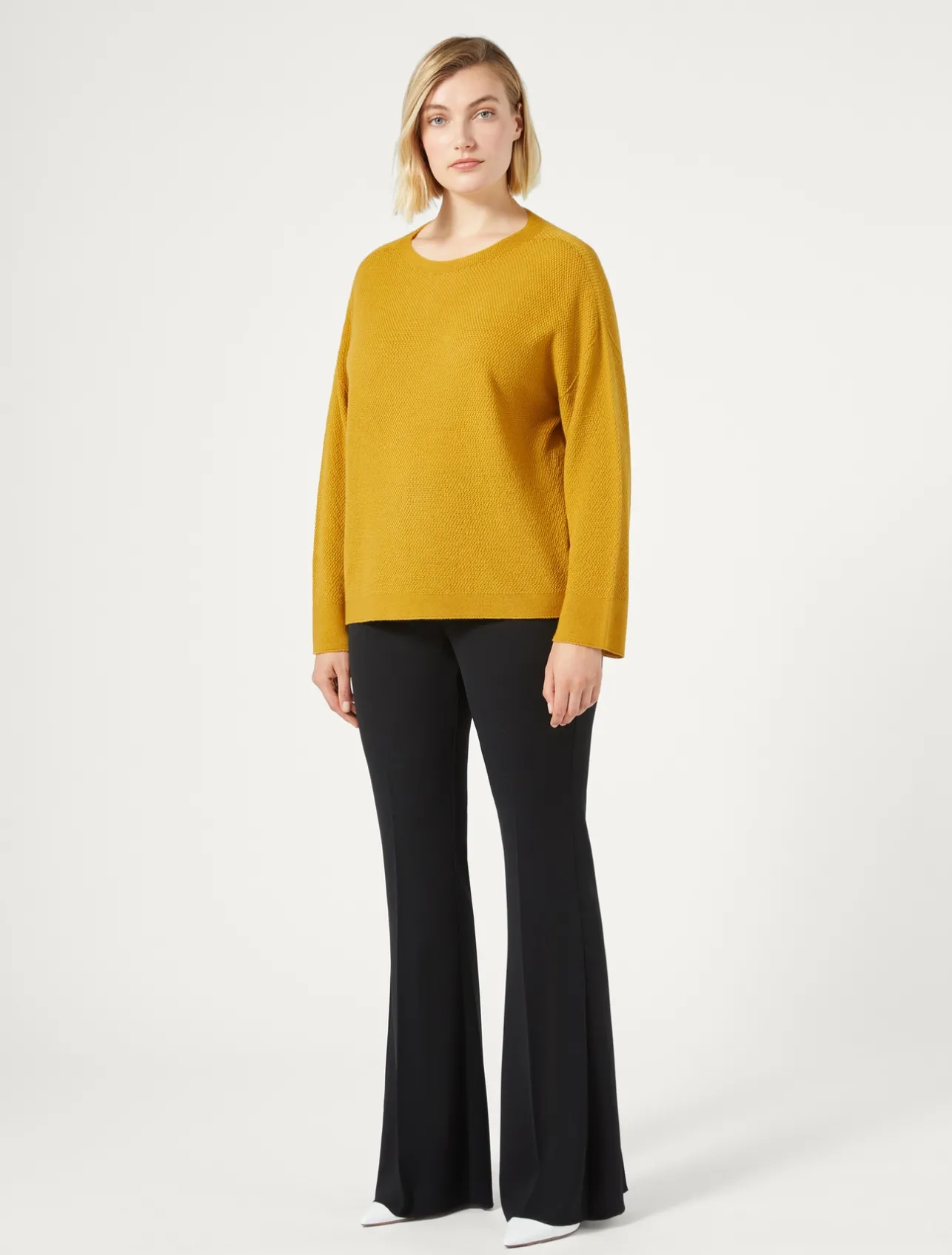 Online Marina Rinaldi Flared cady trousers BLACK