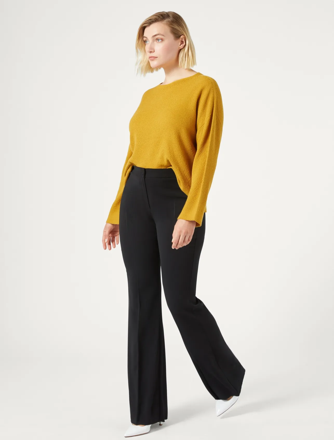 Online Marina Rinaldi Flared cady trousers BLACK