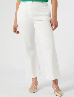 Fashion Marina Rinaldi Flared cotton bull denim trousers WHITE
