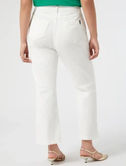 Fashion Marina Rinaldi Flared cotton bull denim trousers WHITE