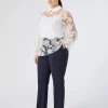 Clearance Marina Rinaldi Flared wool canvas trousers MIDNIGHTBLUE