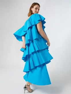 Hot Marina Rinaldi Flounce poplin dress TURQUOISE