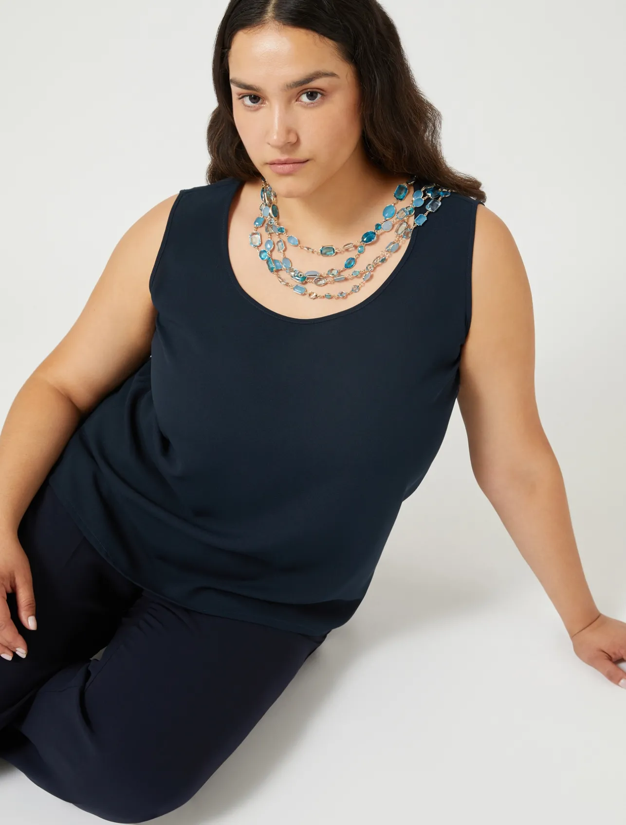 New Marina Rinaldi Fluid fabric top ULTRAMARINE