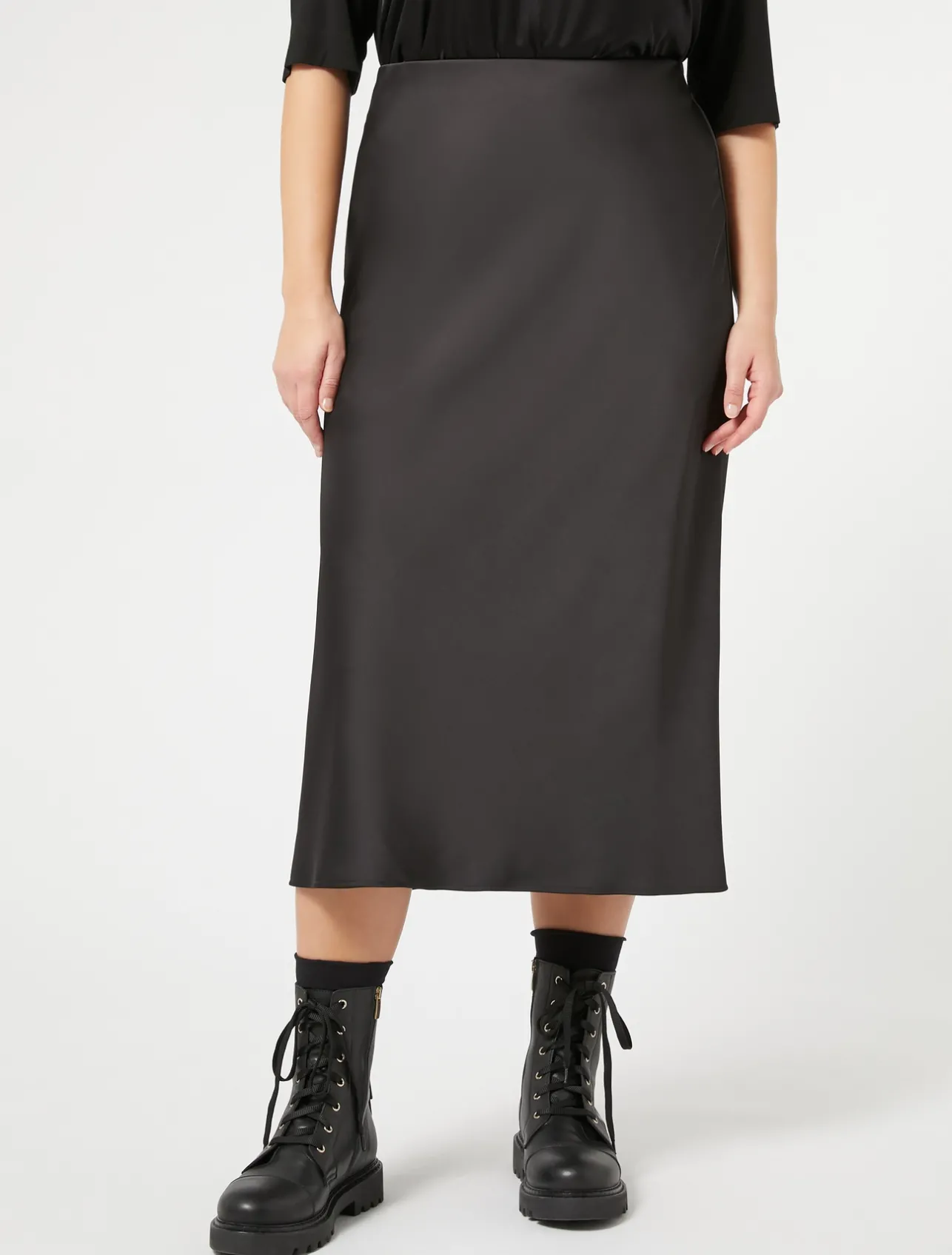 Sale Marina Rinaldi Fluid satin skirt BLACK