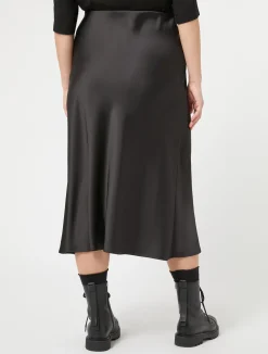 Sale Marina Rinaldi Fluid satin skirt BLACK