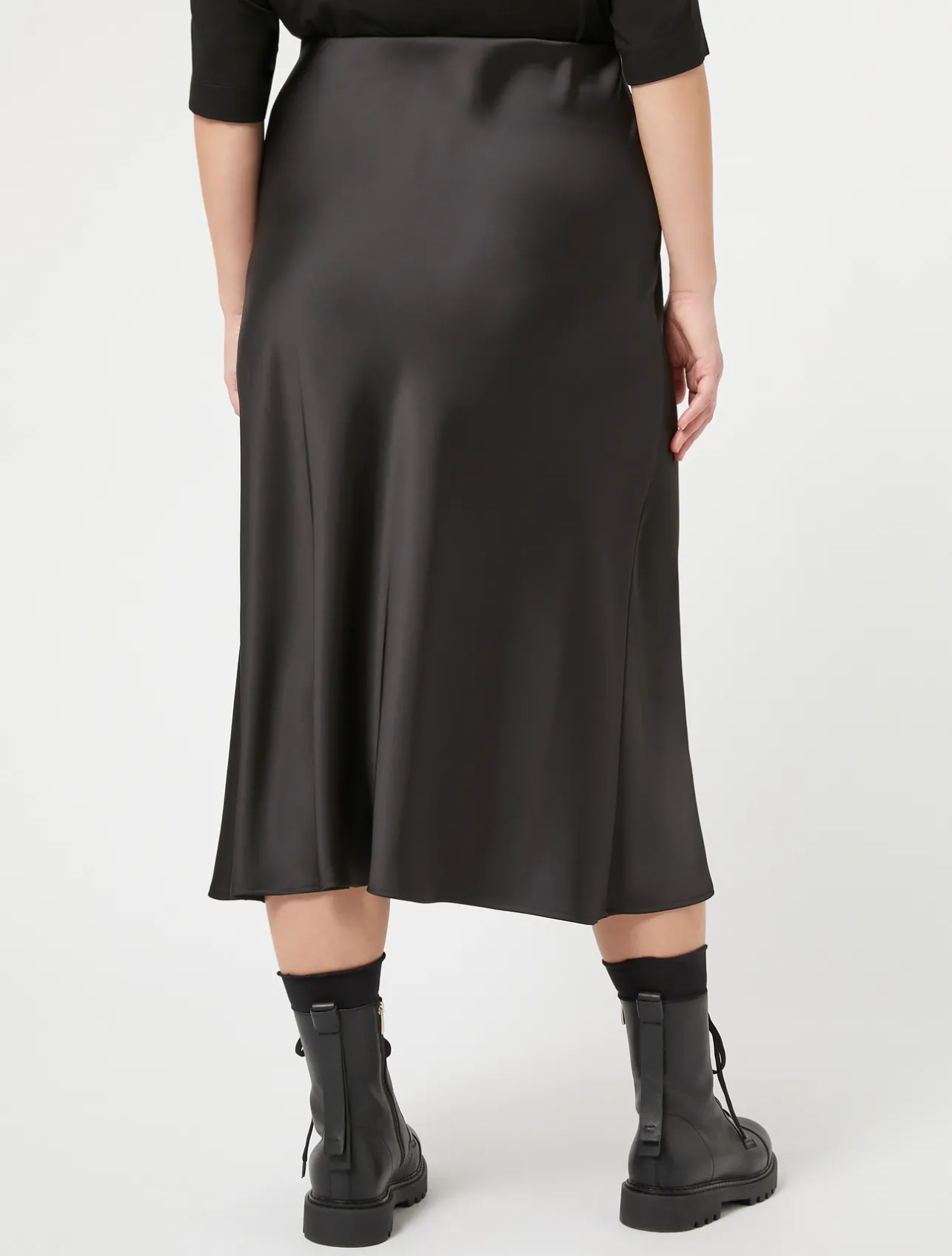 Sale Marina Rinaldi Fluid satin skirt BLACK