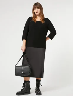 Sale Marina Rinaldi Fluid satin skirt BLACK