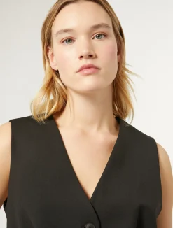 Outlet Marina Rinaldi Gabardine wool dress BLACK