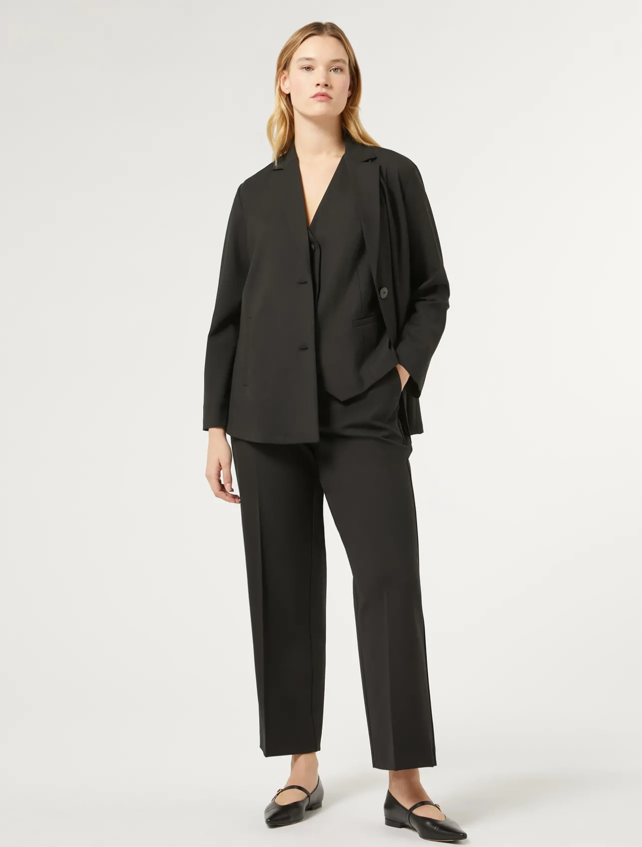 Outlet Marina Rinaldi Gabardine wool dress BLACK