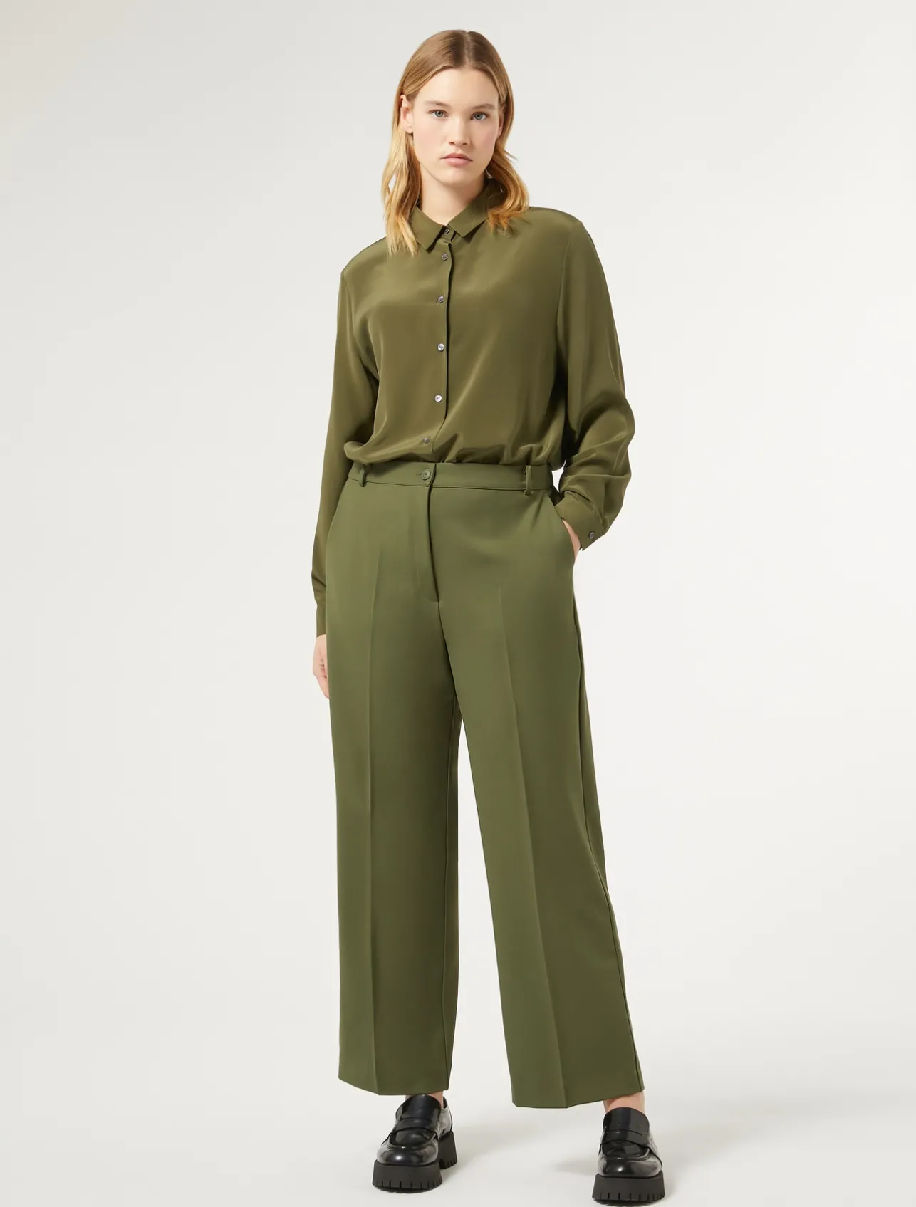 Best Marina Rinaldi Gabardine wool trousers GREEN