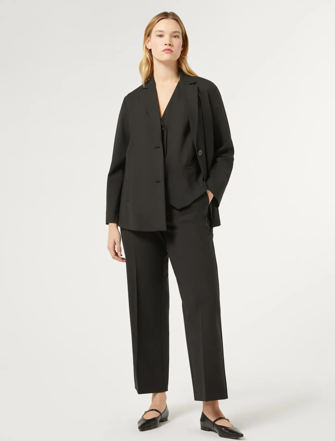Online Marina Rinaldi Gabardine wool trousers BLACK