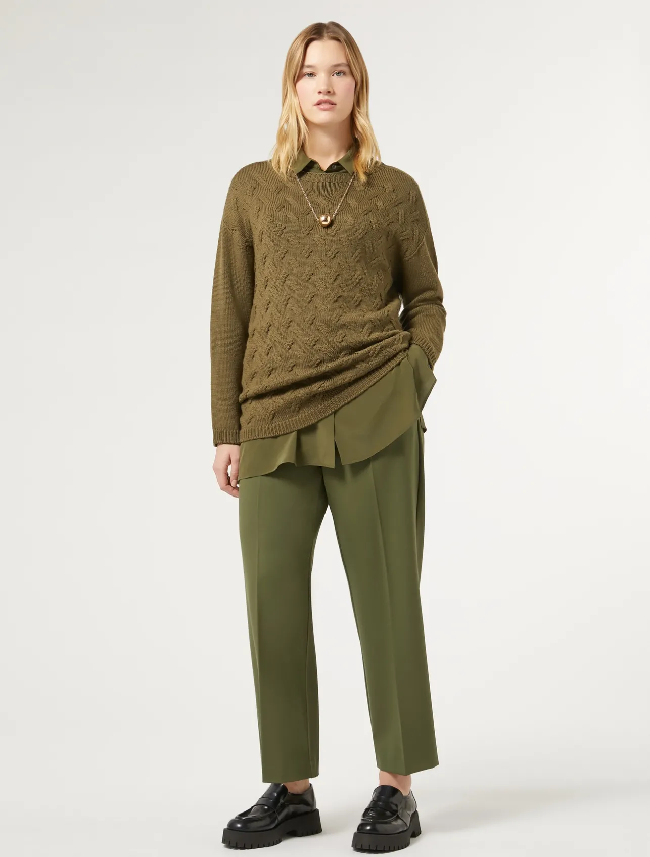Best Marina Rinaldi Gabardine wool trousers GREEN