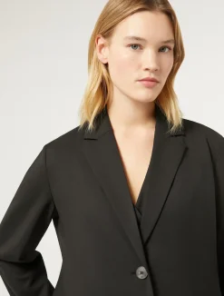Hot Marina Rinaldi Gabardine wool tunic jacket BLACK