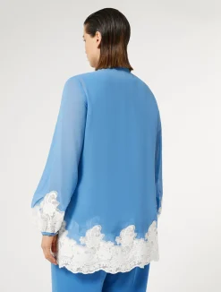 Outlet Marina Rinaldi Georgette and lace shirt with top AVIO