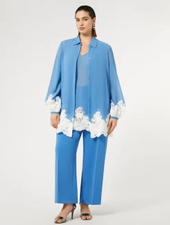 Outlet Marina Rinaldi Georgette and lace shirt with top AVIO