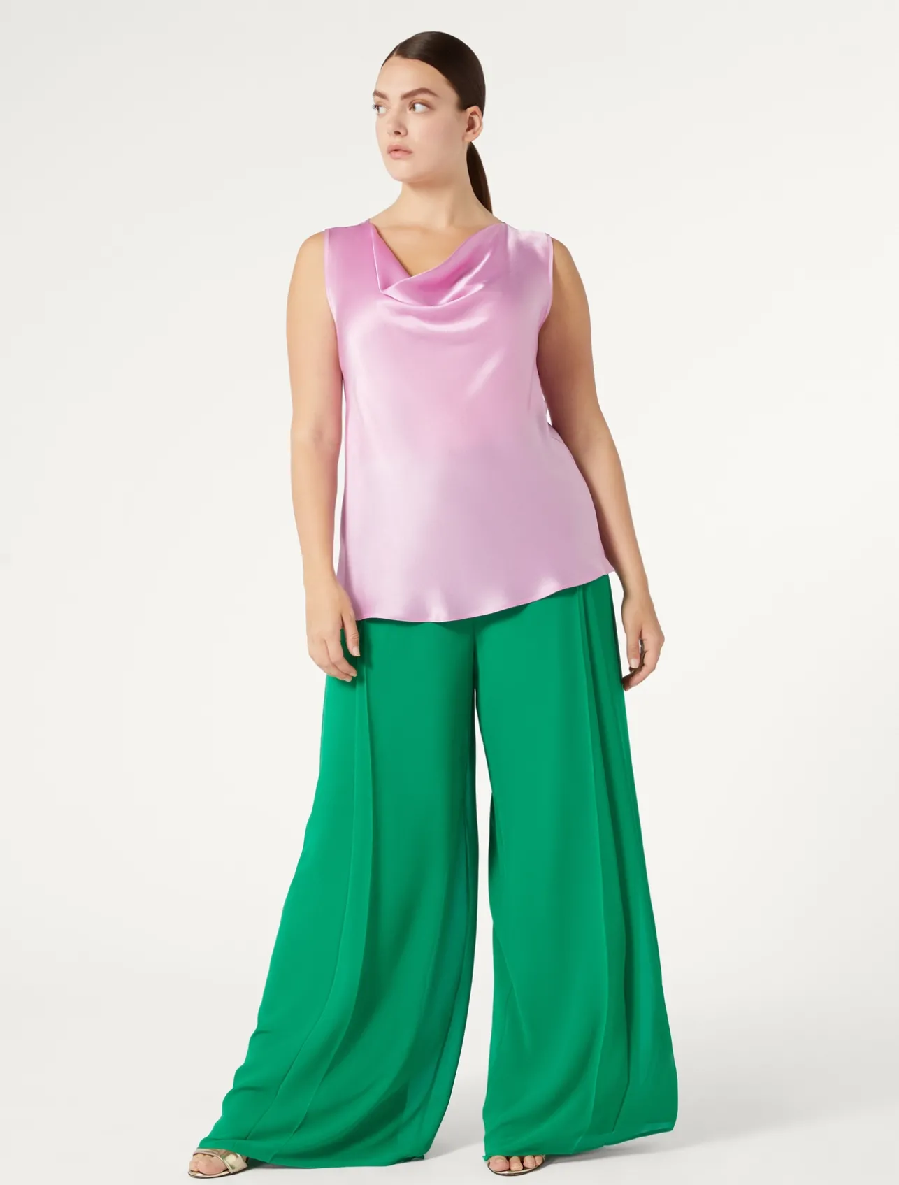 Discount Marina Rinaldi Georgette trousers GREEN