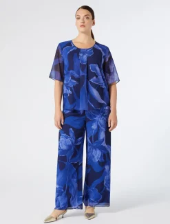 Outlet Marina Rinaldi Georgette trousers MIDNIGHTBLUE