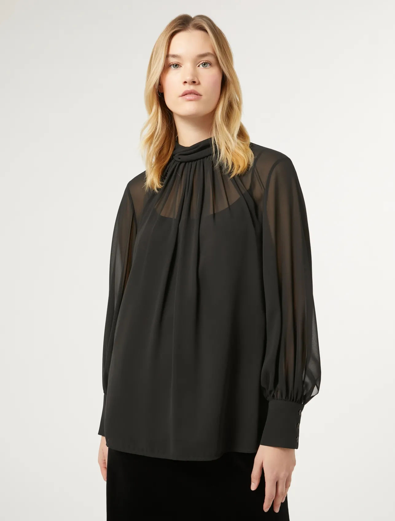 Fashion Marina Rinaldi Georgette tunic BLACK