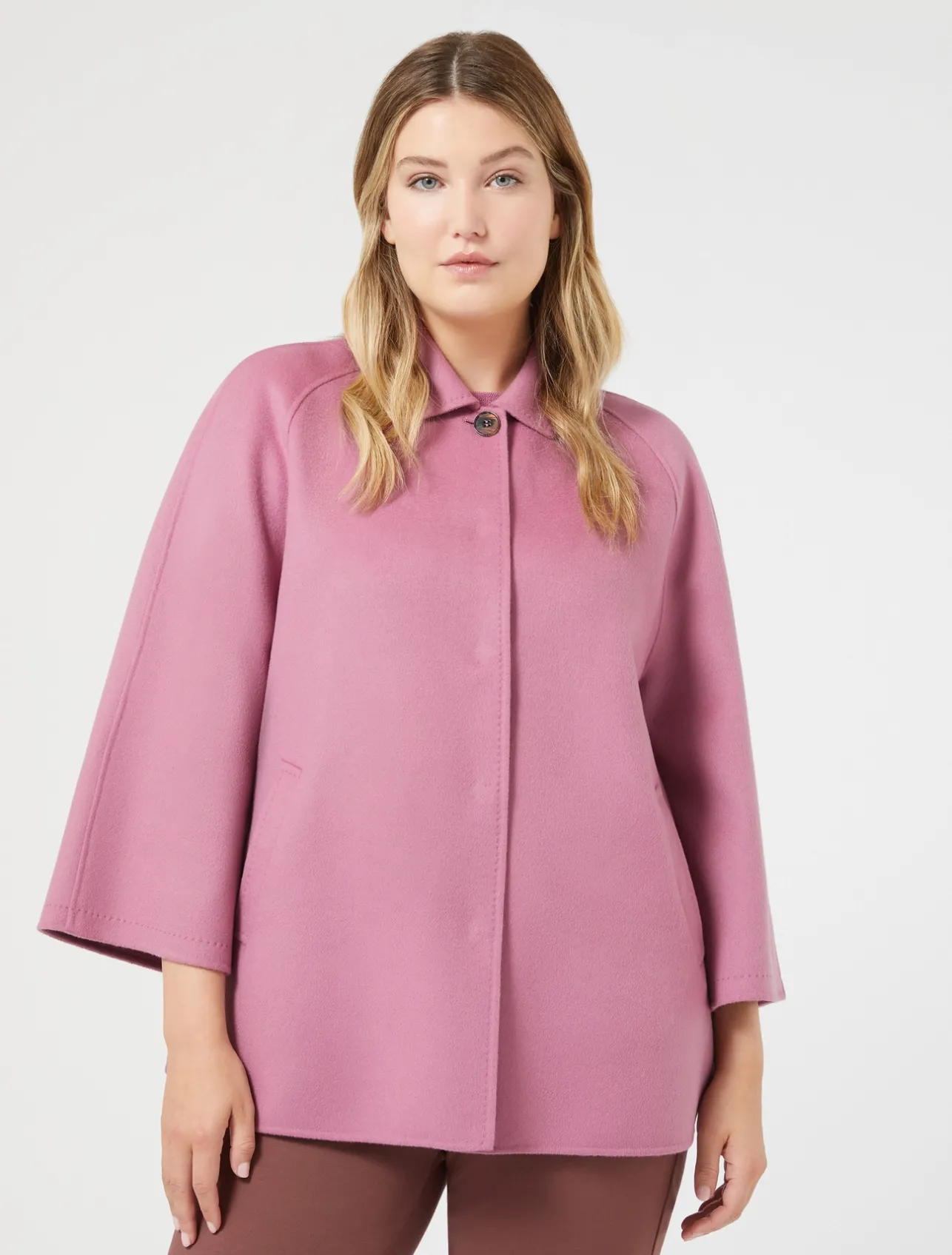 Fashion Marina Rinaldi Heavy double-faced wool and cashmere jacket CYCLAMEN