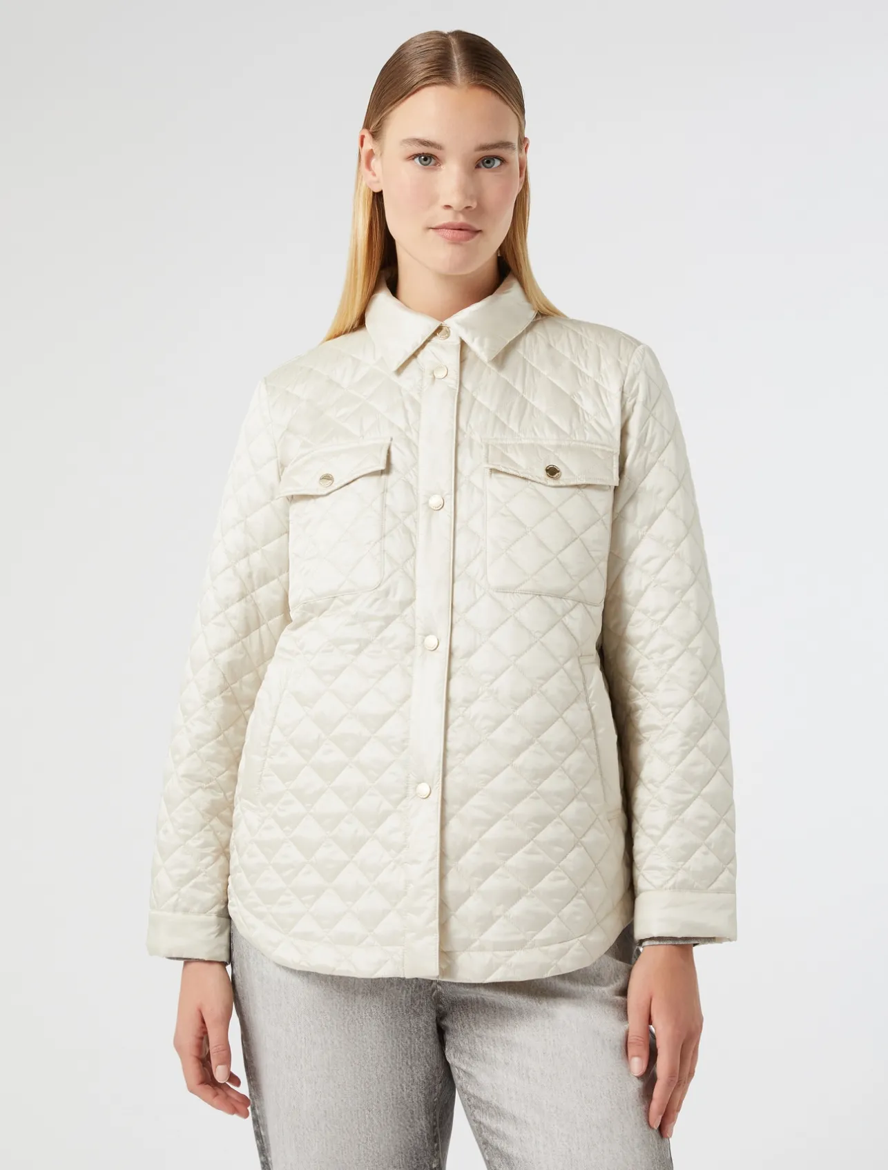 Best Marina Rinaldi Iridescent nylon canvas padded jacket IVORY