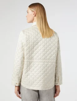 Best Marina Rinaldi Iridescent nylon canvas padded jacket IVORY