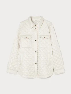 Best Marina Rinaldi Iridescent nylon canvas padded jacket IVORY