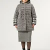 Online Marina Rinaldi Jacket in fur-effect fabric and nylon canvas MEDIUMGREY