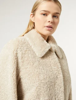 Discount Marina Rinaldi Jacket in sheepskin-effect fabric LIGHTGREY