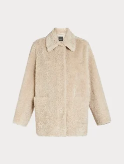Discount Marina Rinaldi Jacket in sheepskin-effect fabric LIGHTGREY