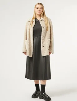 Discount Marina Rinaldi Jacket in sheepskin-effect fabric LIGHTGREY